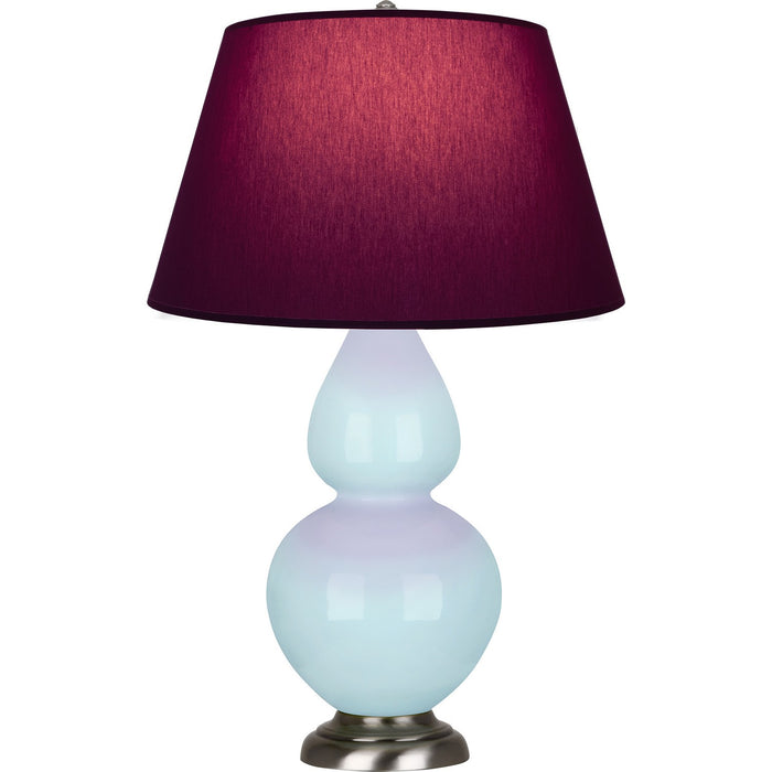 Robert Abbey 1676P One Light Table Lamp, Baby Blue Glazed Ceramic w/Antique Silvered