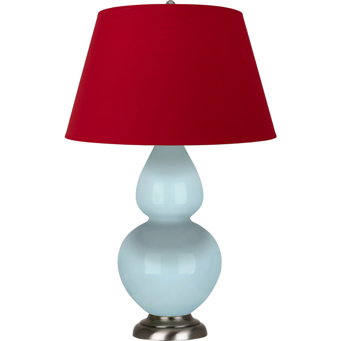Robert Abbey 1676R One Light Table Lamp, Baby Blue Glazed Ceramic w/Antique Silvered