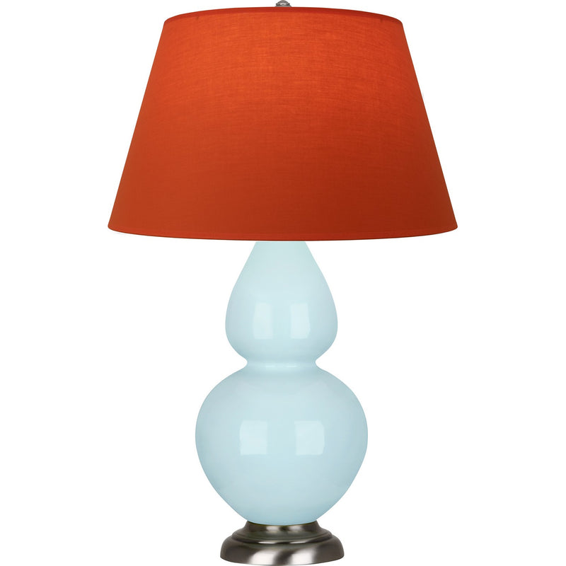 Robert Abbey 1676T One Light Table Lamp, Baby Blue Glazed Ceramic w/Antique Silvered