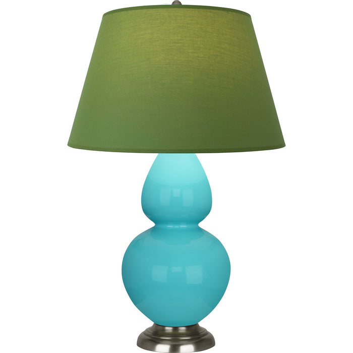 Robert Abbey 1741G One Light Table Lamp, Egg Blue Glazed Ceramic w/Antique Silvered