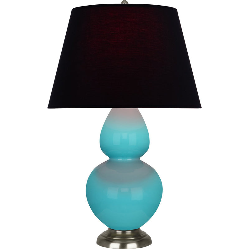 Robert Abbey 1741K One Light Table Lamp, Egg Blue Glazed Ceramic w/Antique Silvered