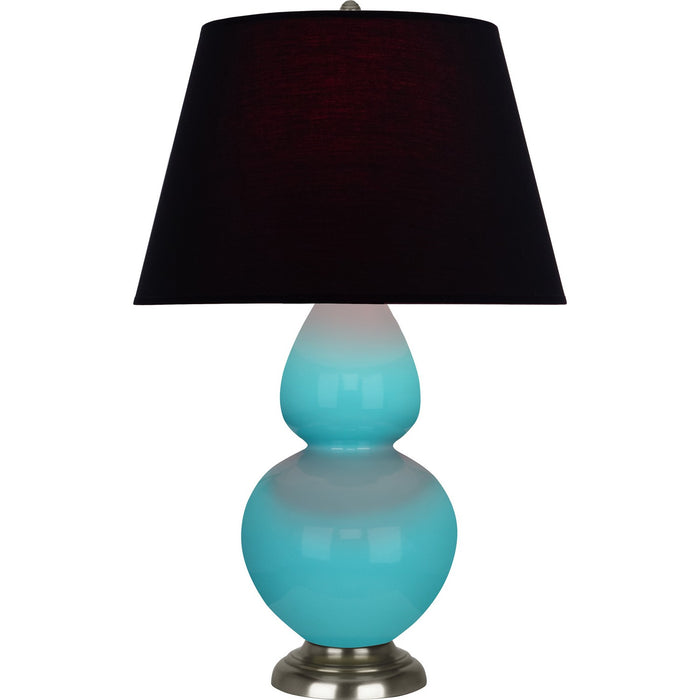 Robert Abbey 1741K One Light Table Lamp, Egg Blue Glazed Ceramic w/Antique Silvered