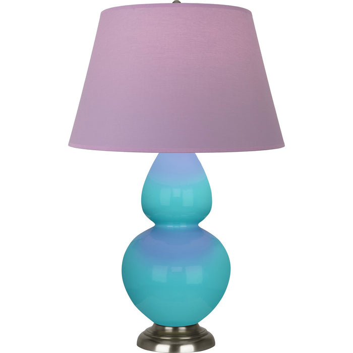 Robert Abbey 1741L One Light Table Lamp, Egg Blue Glazed Ceramic w/Antique Silvered