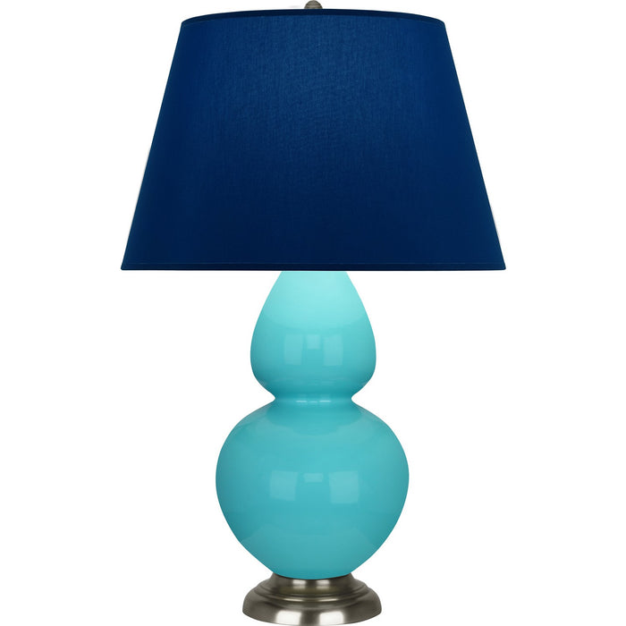 Robert Abbey 1741N One Light Table Lamp, Egg Blue Glazed Ceramic w/Antique Silvered
