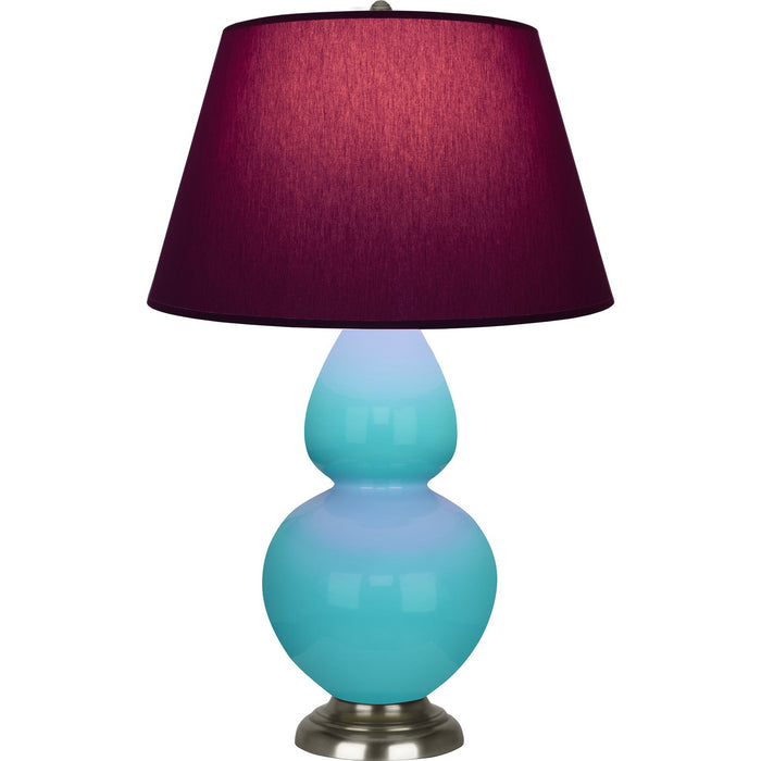 Robert Abbey 1741P One Light Table Lamp, Egg Blue Glazed Ceramic w/Antique Silvered