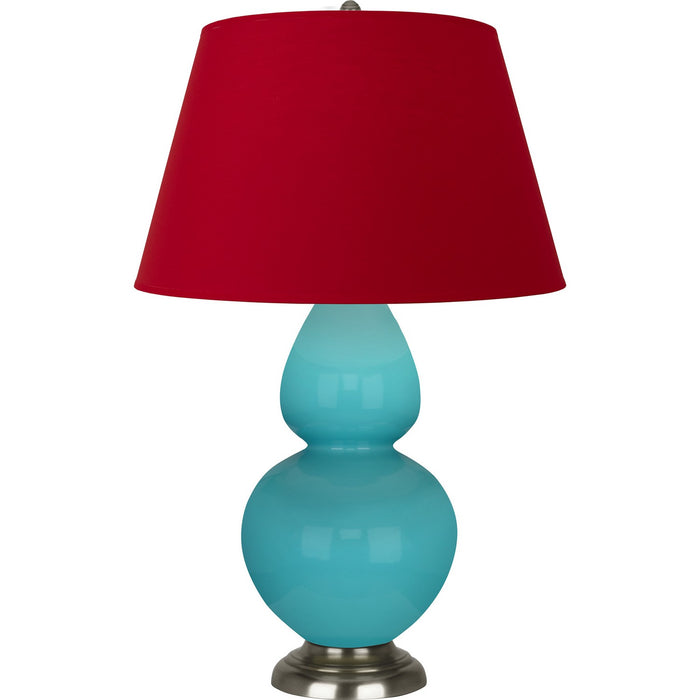 Robert Abbey 1741R One Light Table Lamp, Egg Blue Glazed Ceramic w/Antique Silvered