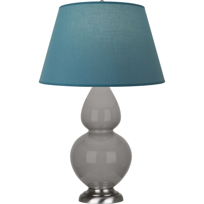 Robert Abbey 1750B One Light Table Lamp, Smokey Taupe Glazed Ceramic w/Antique Silvered
