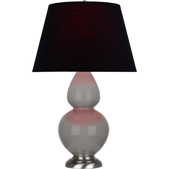 Robert Abbey 1750K One Light Table Lamp, Smokey Taupe Glazed Ceramic w/Antique Silvered
