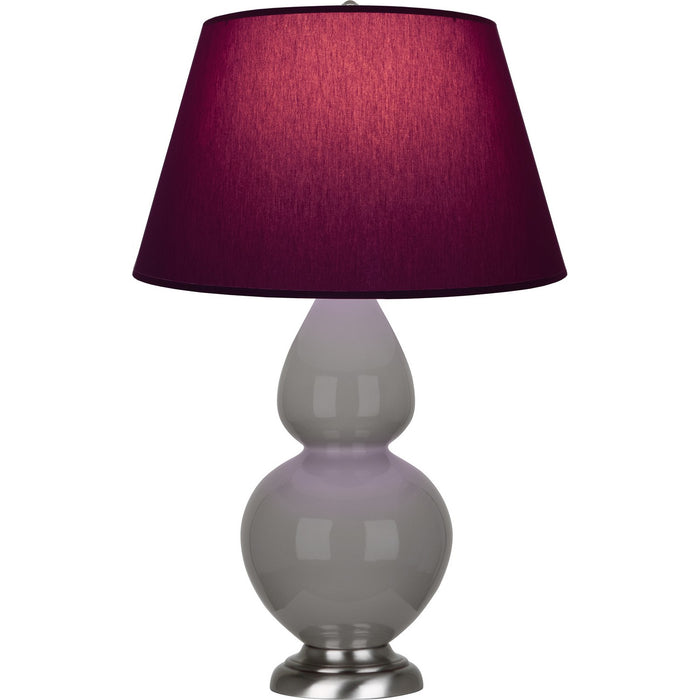 Robert Abbey 1750P One Light Table Lamp, Smokey Taupe Glazed Ceramic w/Antique Silvered