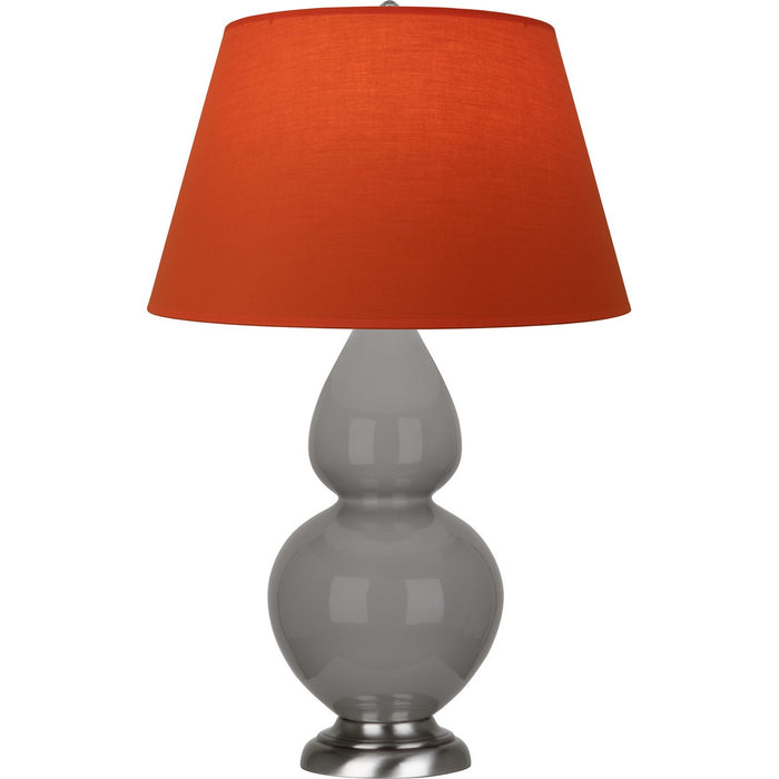 Robert Abbey 1750T One Light Table Lamp, Smokey Taupe Glazed Ceramic w/Antique Silvered