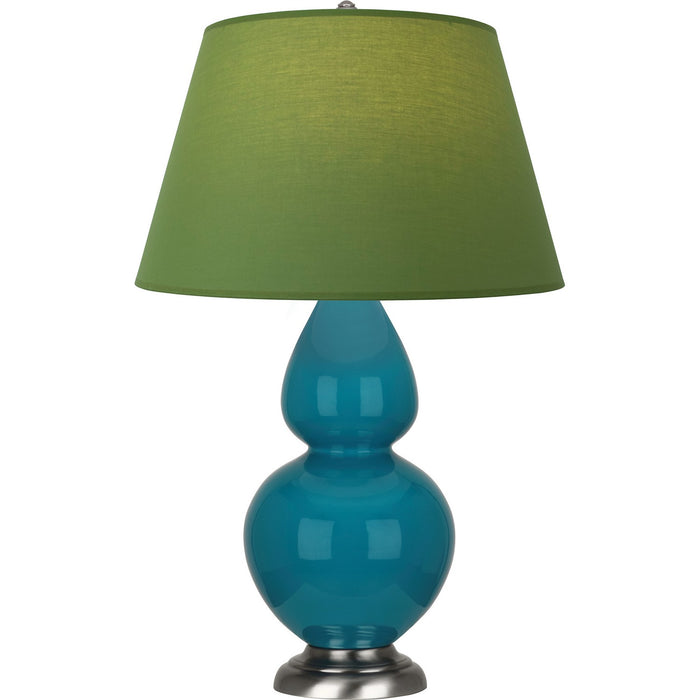 Robert Abbey 1753G One Light Table Lamp, Peacock Glazed Ceramic w/Antique Silvered