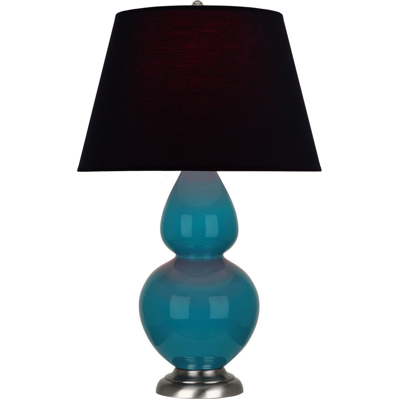 Robert Abbey 1753K One Light Table Lamp, Peacock Glazed Ceramic w/Antique Silvered