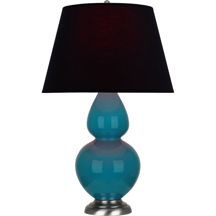 Robert Abbey 1753K One Light Table Lamp, Peacock Glazed Ceramic w/Antique Silvered