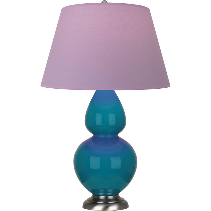 Robert Abbey 1753L One Light Table Lamp, Peacock Glazed Ceramic w/Antique Silvered