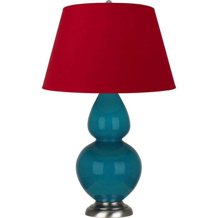 Robert Abbey 1753R One Light Table Lamp, Peacock Glazed Ceramic w/Antique Silvered