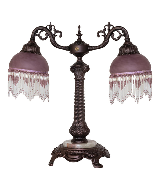 Meyda Tiffany 18250 Two Light Table Lamp, Mahogany Bronze