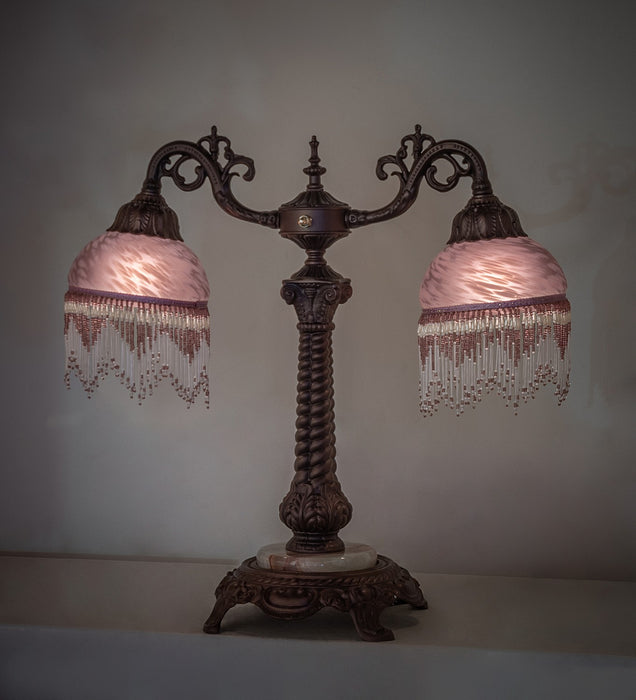 Meyda Tiffany 18250 Two Light Table Lamp, Mahogany Bronze