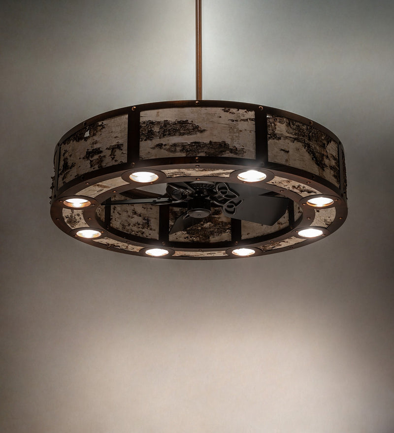 Meyda Tiffany 267436 16 Light Chandel-Air, Vintage Copper/Birch Wood