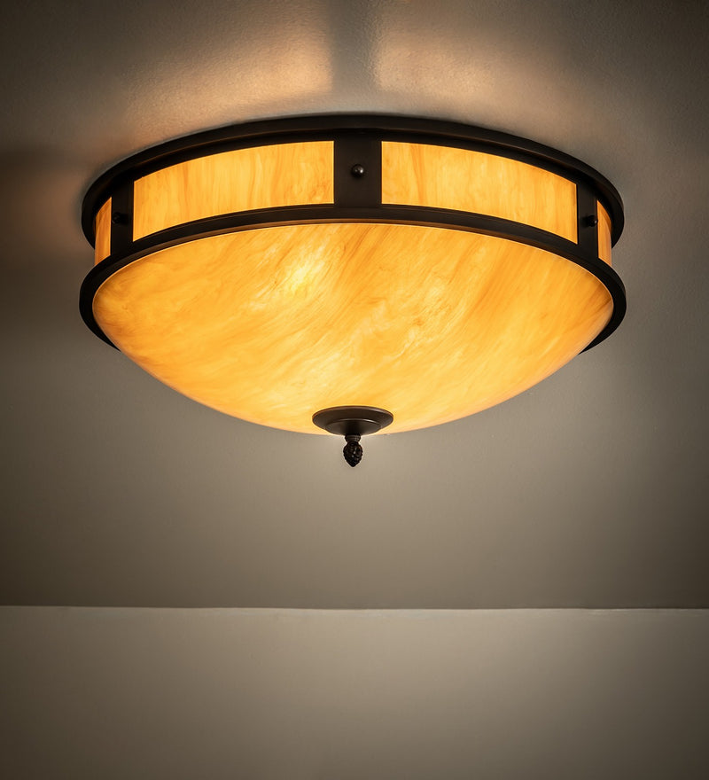 Meyda Tiffany 267608 Three Light Flushmount, Solar Black