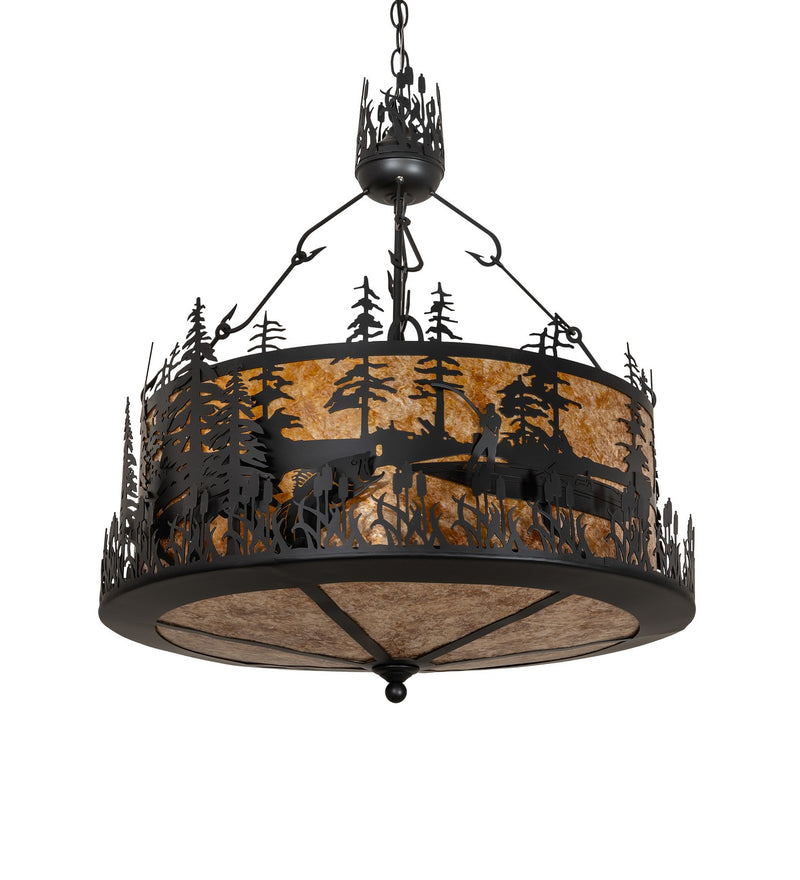 Meyda Tiffany 268652 Four Light Pendant, Solar Black
