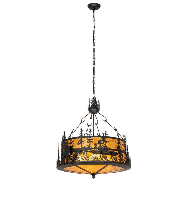 Meyda Tiffany 268652 Four Light Pendant, Solar Black
