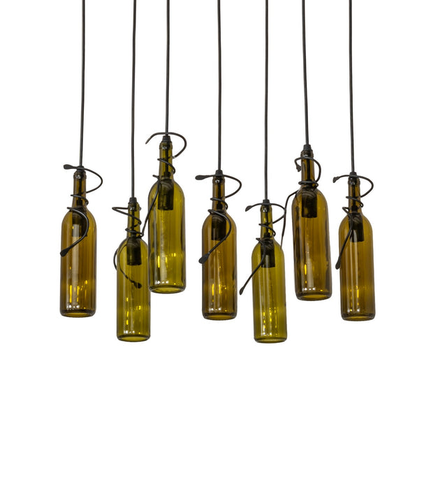 Meyda Tiffany 269089 Seven Light Pendant, Satin Clear/Textured Black