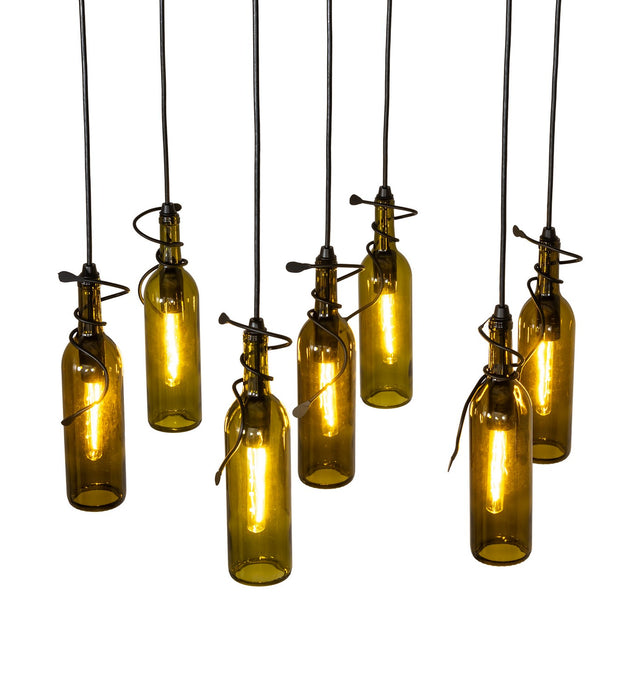 Meyda Tiffany 269089 Seven Light Pendant, Satin Clear/Textured Black