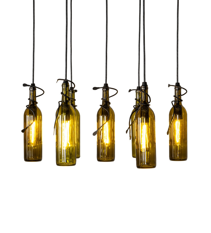 Meyda Tiffany 269089 Seven Light Pendant, Satin Clear/Textured Black