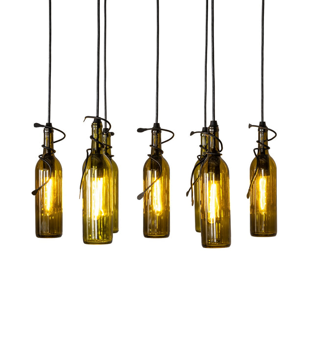 Meyda Tiffany 269089 Seven Light Pendant, Satin Clear/Textured Black