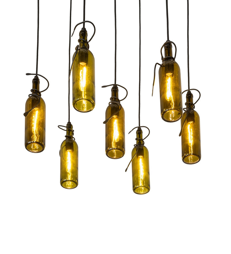 Meyda Tiffany 269089 Seven Light Pendant, Satin Clear/Textured Black