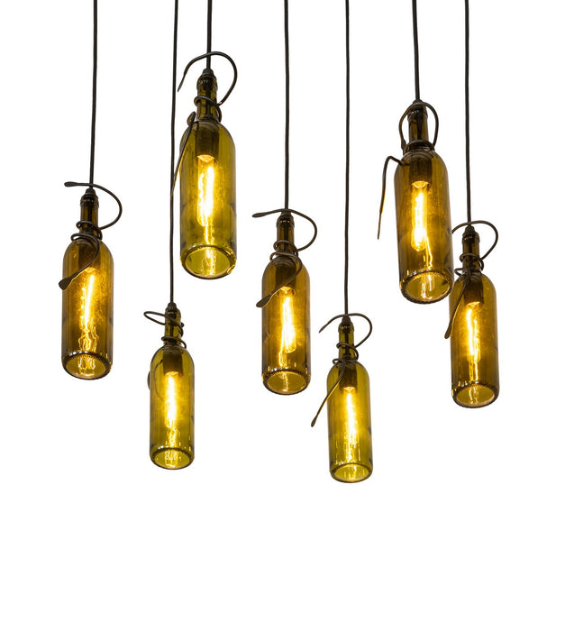 Meyda Tiffany 269089 Seven Light Pendant, Satin Clear/Textured Black