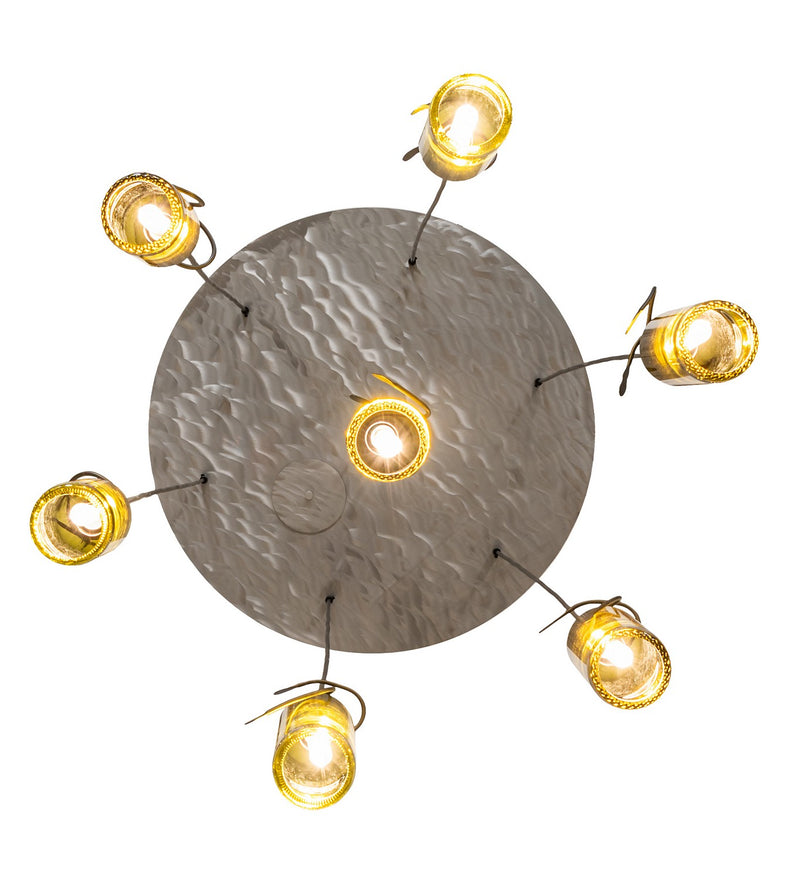 Meyda Tiffany 269089 Seven Light Pendant, Satin Clear/Textured Black