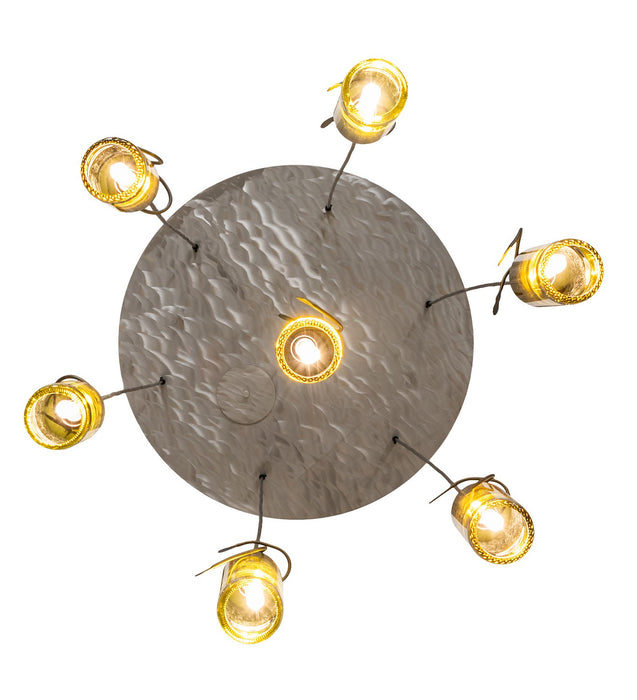 Meyda Tiffany 269089 Seven Light Pendant, Satin Clear/Textured Black