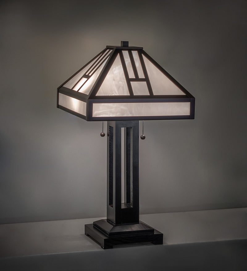 Meyda Tiffany 270904 Two Light Table Lamp, Mahogany Bronze