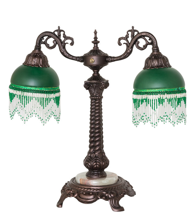 Meyda Tiffany 271967 Two Light Table Lamp, Mahogany Bronze