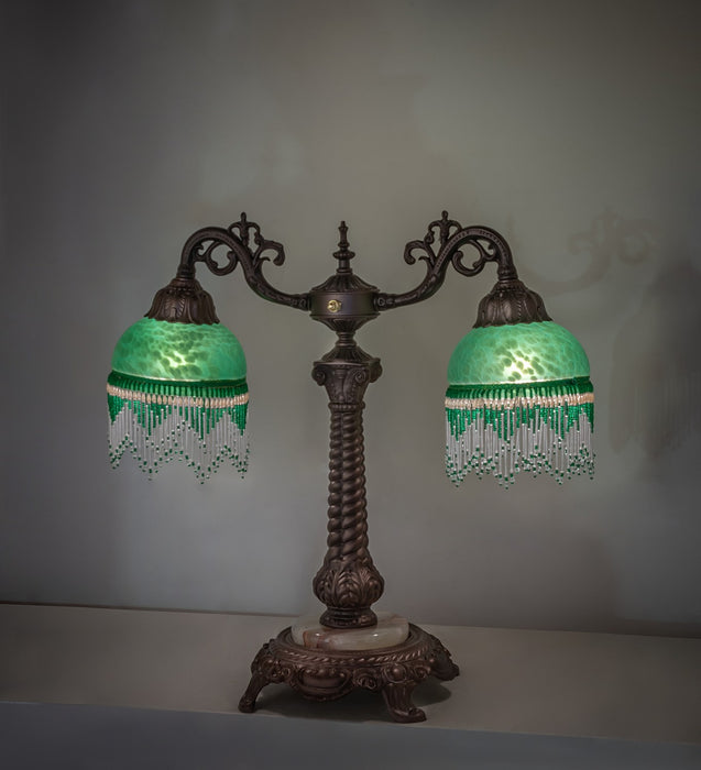 Meyda Tiffany 271967 Two Light Table Lamp, Mahogany Bronze