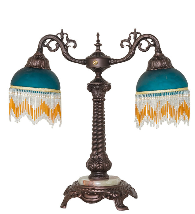Meyda Tiffany 271970 Two Light Table Lamp, Mahogany Bronze