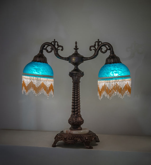 Meyda Tiffany 271970 Two Light Table Lamp, Mahogany Bronze