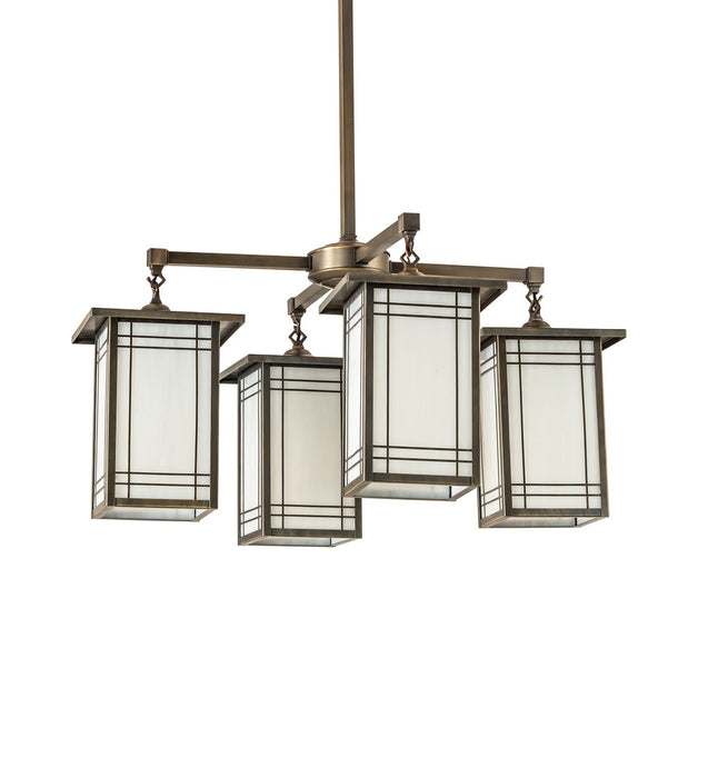 Meyda Tiffany 264849 Four Light Chandelier, Antique Brass