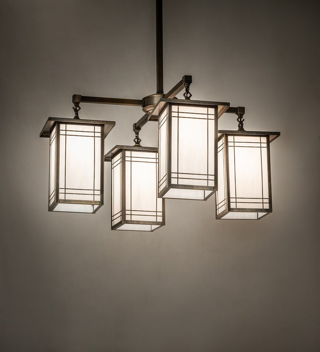 Meyda Tiffany 264849 Four Light Chandelier, Antique Brass