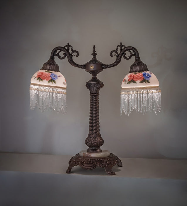Meyda Tiffany 271968 Two Light Table Lamp, Mahogany Bronze