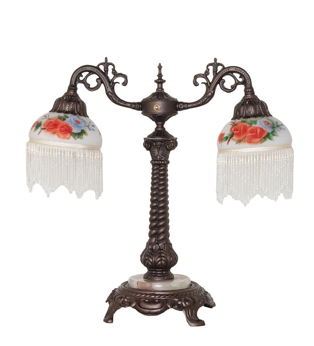 Meyda Tiffany 271969 Two Light Table Lamp, Mahogany Bronze