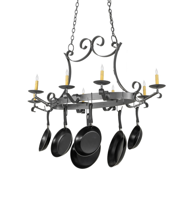 Meyda Tiffany 271988 Eight Light Pot Rack, Blackened Pewter
