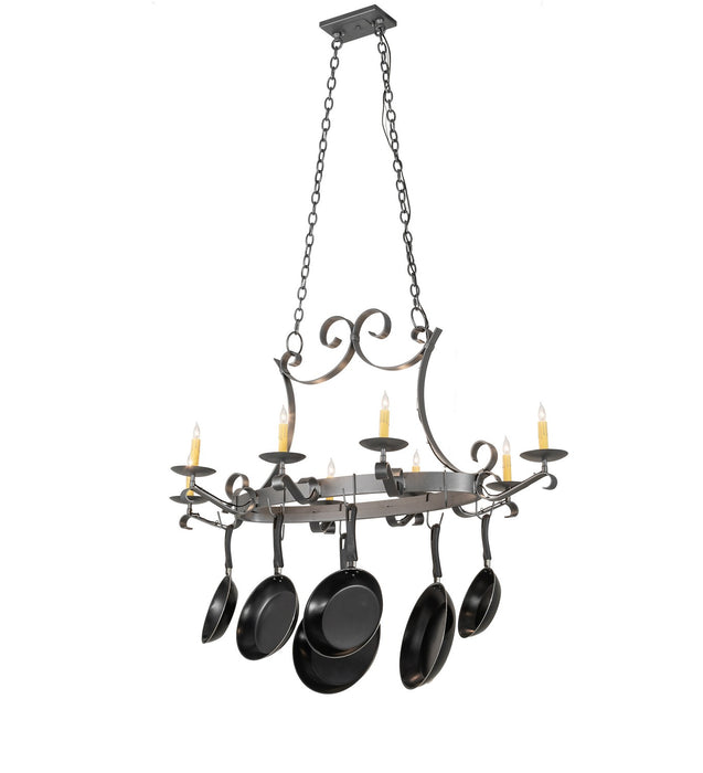 Meyda Tiffany 271988 Eight Light Pot Rack, Blackened Pewter