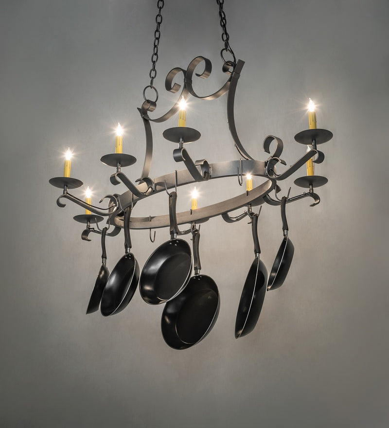Meyda Tiffany 271988 Eight Light Pot Rack, Blackened Pewter