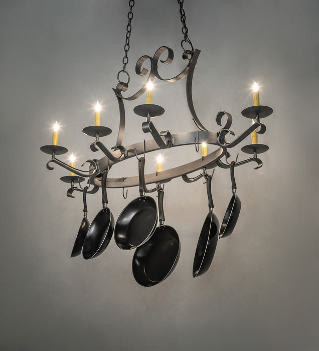 Meyda Tiffany 271988 Eight Light Pot Rack, Blackened Pewter