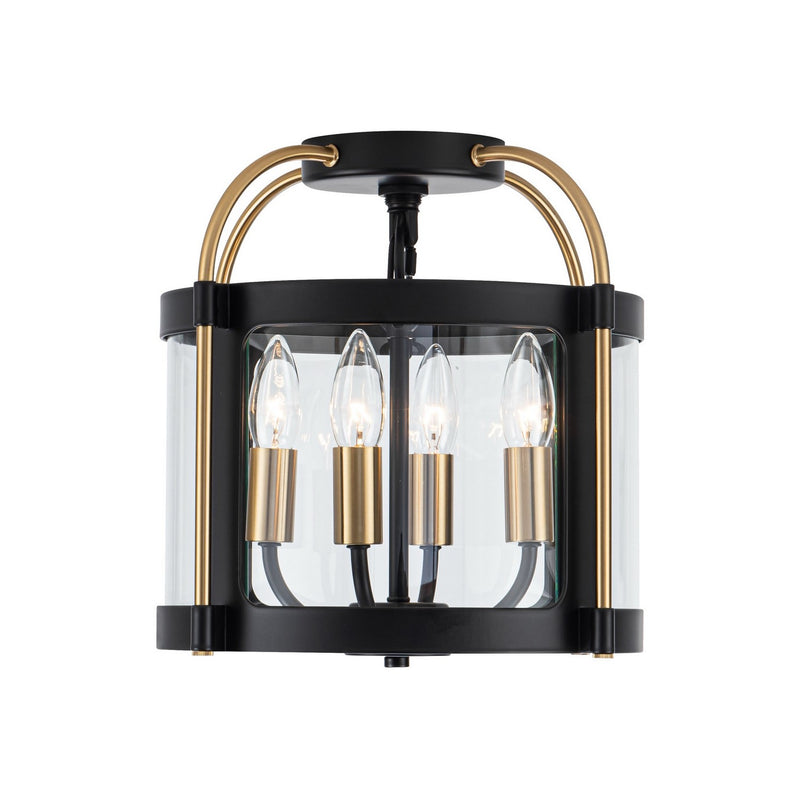 Artcraft AC11513BB Four Light Flush Mount, Black and Brushed Brass