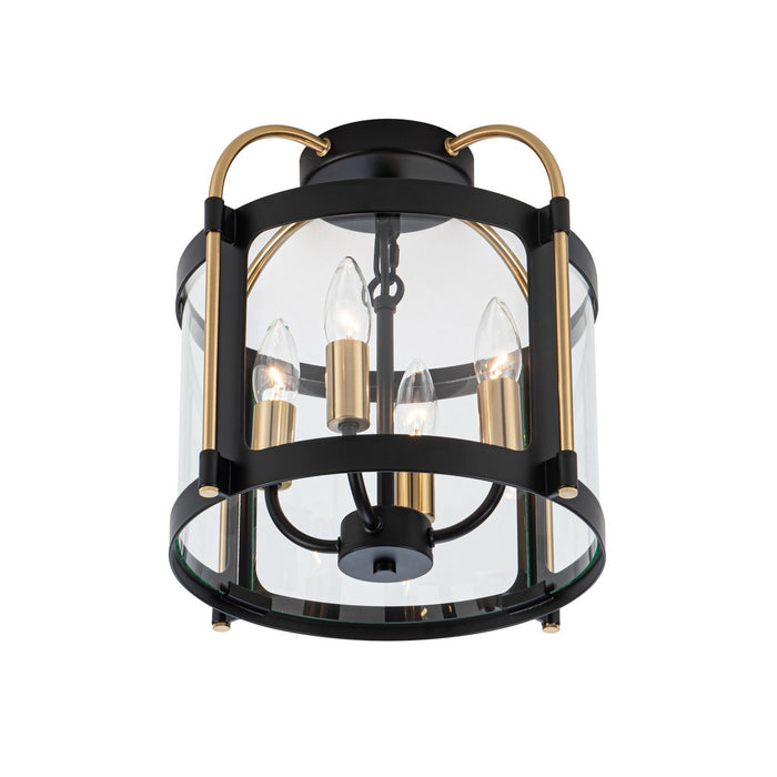 Artcraft AC11513BB Four Light Flush Mount, Black and Brushed Brass