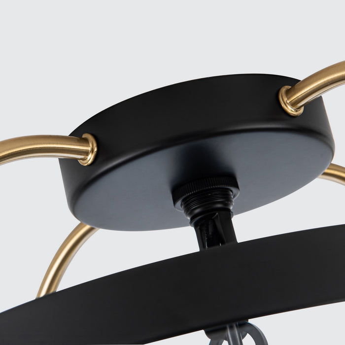 Artcraft AC11513BB Four Light Flush Mount, Black and Brushed Brass