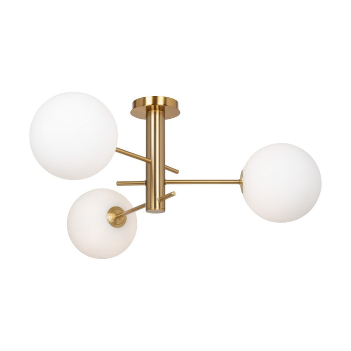 Artcraft AC11763BR Three Light Semi-Flush Mount, Brass